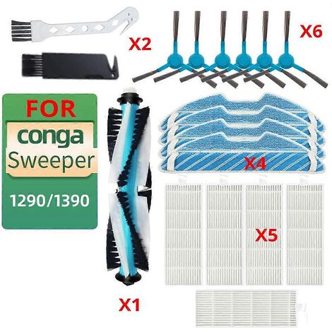 Convient aux balayeuses 1290 et 1390 : accessoires, brosse latérale, brosse principale, filtre, chiffon de rechange et brosse. (1/5)