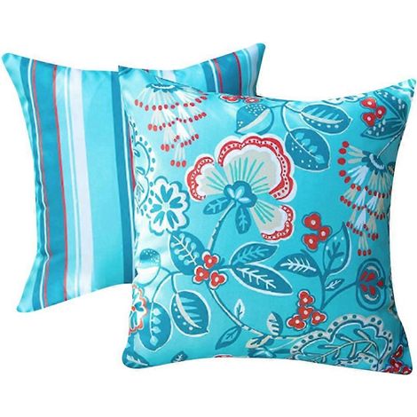 Set mit 2 wasserdichten Outdoor-Kissenbezügen, 18 x 18 cm, modernes und ansprechendes Design, quadratische Dekokissenbezüge für den Außenbereich (1/5)