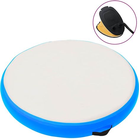 Aufblasbare Gymnastikmatte mit Pumpe 100x100x15 cm PVC Blau