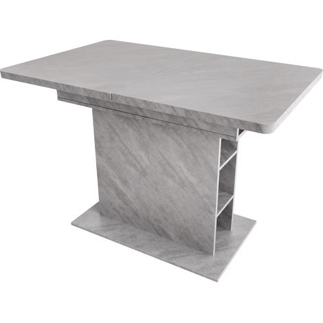 Table à manger extensible, table à manger avec rangement, table à manger rectangulaire, table café-loisirs, table à manger moderne simple en fer, table multifonction peu encombrante, effet béton (1/5)
