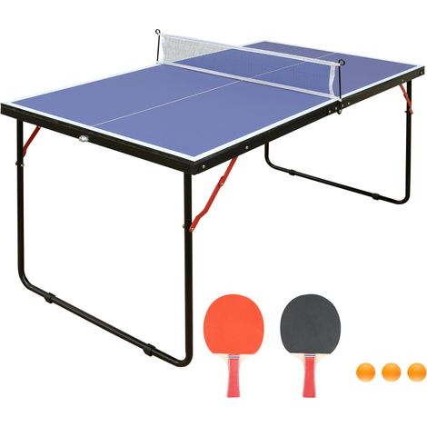 VVBV Table de ping-pong, pliable, filet inclus, raquettes incluses, Bleu, 137,17 x 76,2 x 68,58 cm (1/5)