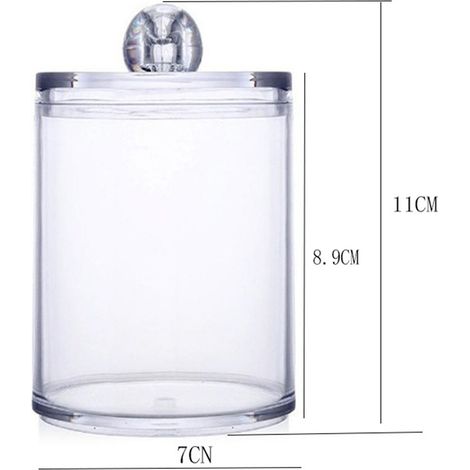 Boîte ronde transparente de 4 cotons-tiges, pot de salle de bain, pot de rangement, boîte pour disques de coton, fil dentaire, pot de pharmacie - 283 g (1/5)