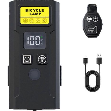 Phare de vélo avec klaxon intelligent, lampe torche de guidon, télécommande, accessoires de sécurité pour vélo (1/5)