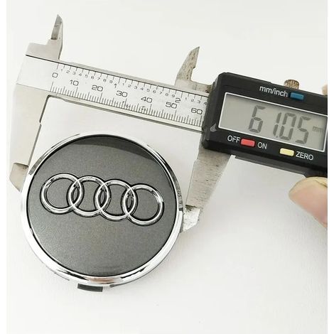(61 mm - Gris) - 4 pièces - Accessoires de modification pour enjoliveurs de moyeu de roue Audi. Compatibles avec Audi A1, A2, A3, A4, A5, A6, A7, A8, Q1, Q5 et Q3. (1/5)