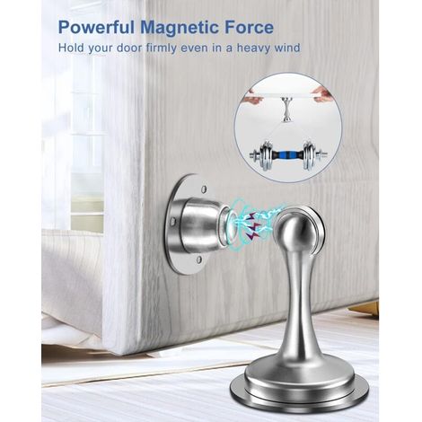 Fermaporta a parete in 2 pezzi, fermaporta adesivo da pavimento, fermaporta magnetico da parete, chiusura magnetica resistente per casa, ufficio, hotel (1/4)
