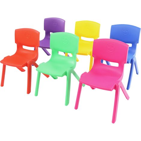 Lot de 6 chaises empilables en plastique pour enfant, 6 couleurs, hauteur 28 cm, charge 100 kg, pour classe, école maternelle et salle de jeux - Chaises de scolaires, pour manger/lire/jouer