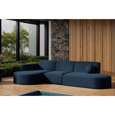 Garten Ecksofa SUNDAY in wetterfester Stoff ART-N Dunkelblau Ottomane Links (1/2)