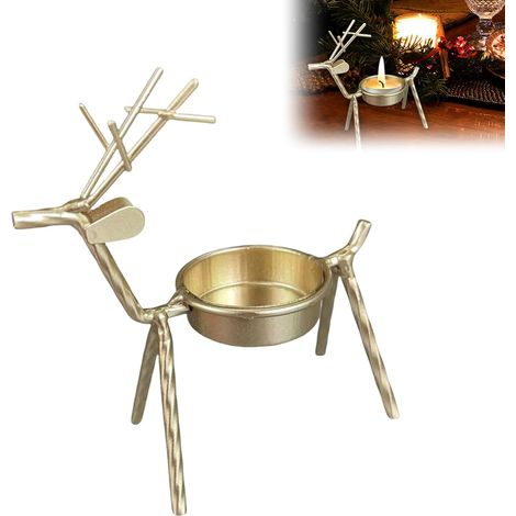 CCYKXA Set of 2 Decorative Deer-Shaped Candle Holders, Sturdy Stainless Steel Candlesticks for Romantic Dinner (1/5)