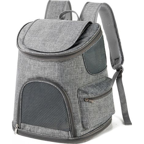 Sac à dos extensible pour chat et petit chien, gris clair (1/4)