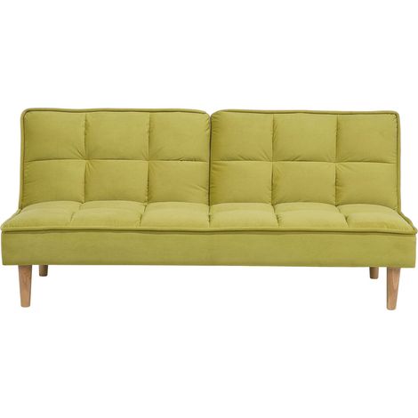 Canapé Clic-Clac 3 Places Revêtement en Tissu Vert à Carreaux avec Fonction Lit pour Salon Scandinave Moderne Beliani (1/5)