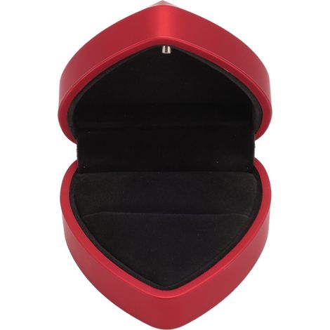 Ringbox mit LED-Beleuchtung, herzförmig, wasserdicht, exquisites Schmuckkästchen, romantische Schmuckvitrine für Heiratsantrag, Verlobung, Hochzeit, Rot (1/5)