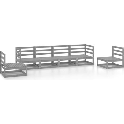 Maison Exclusive - Muebles de jardín 6 piezas gris madera de pino (1/5)