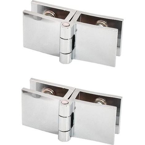 Set di 2 cerniere per ante in vetro per librerie, perno 180°, fissaggio bifacciale, facile installazione, per ante di armadi e mobili da bagno (1/4)