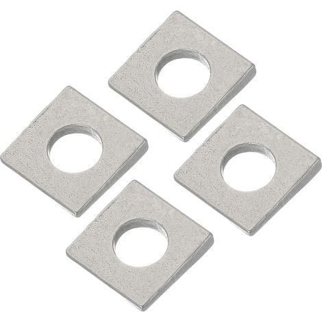 Lot de 4 rondelles carrées biseautées M12 de 2 à 6,1 mm en acier inoxydable 304 pour matériel de fixation de nivellement de cale, argenté