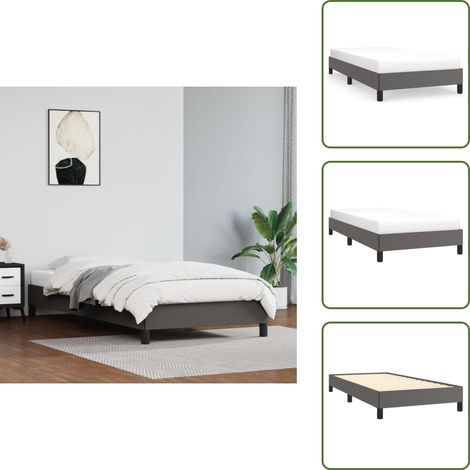 Bettgestell Grau 80x200 cm Kunstleder - Bettesrahmen - Schlafzimmermöbel - Kunstledersofa - Doppelbett - Einzelbett (1/5)