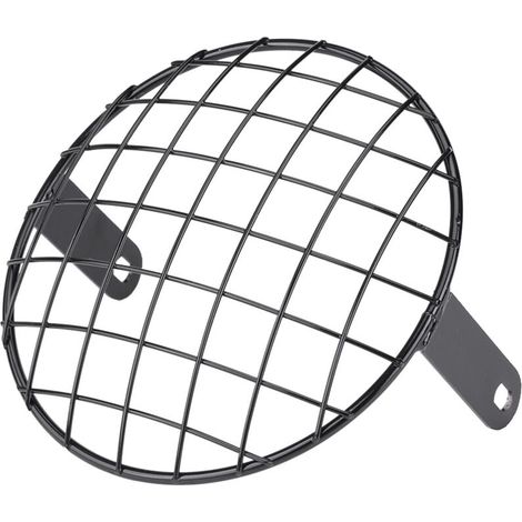 Grille En Maille Métallique Moto 7 "Headlight Mesh Grill Side Mount Universal Cover Mask Pour Cafe Racer (Noir) Grille De Phare De Moto De 7 Pouces (1/4)