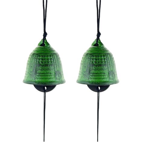 Carillon Vent Japonais - Fonte Verte Design Temple - Décoration Extérieur Intérieur Apaisant - Lot De 2 Pièces (1/5)