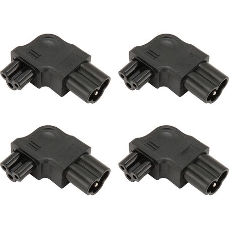 Adaptateur secteur IEC320 C6 vers IEC320 C5 (4 pièces) à angle droit (90°) adaptateur secteur IEC320 C6 mâle vers C5 femelle, 250 V (1/5)