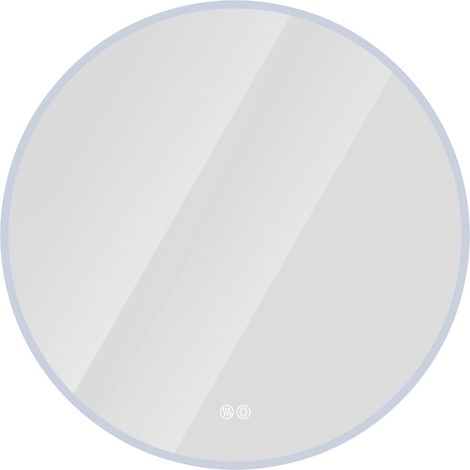Miroir de salle de bain rond 70 cm avec éclairage LED réglable et anti-buée, montage mural (1/5)