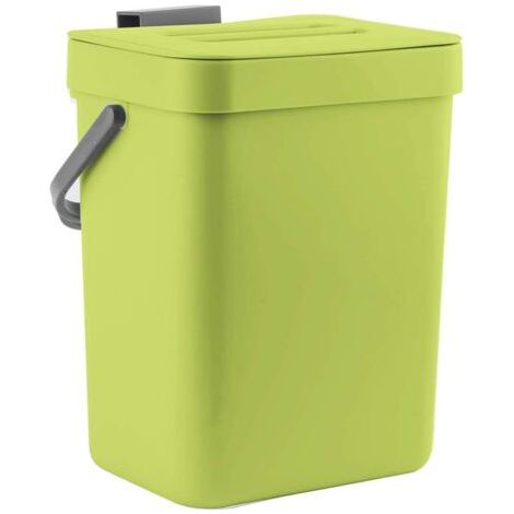 Corbeille à déchets alimentaires pour cuisine, poubelle murale, 3L/0,8 gal, vert (1/5)