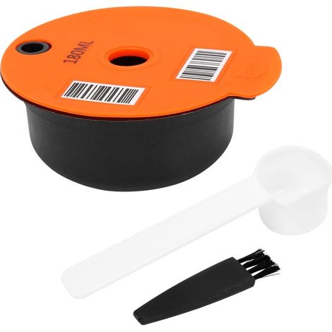 Capsule de café réutilisable, compatible avec les machines à café de la série S, réservoir à café moulu rechargeable de 180 ml, couleur orange. (1/5)