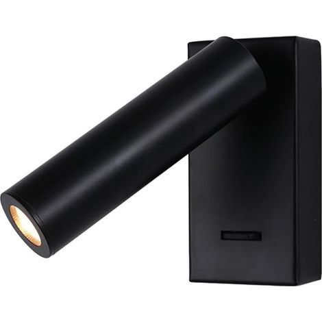 Applique de Lecture Noire, Mini Applique Murale en métal, orientable à 90° et 350°, veilleuse de Chevet, Applique Murale LED Moderne - 3 W - 3 000 K, luminaire d'intérieur Minimaliste (1/5)
