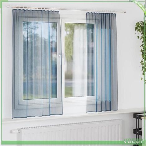 Rideaux en voile - FAFEISY - 4102212 - bleu royal - 2 pcs - 100% polyester - passe-tringle (1/5)