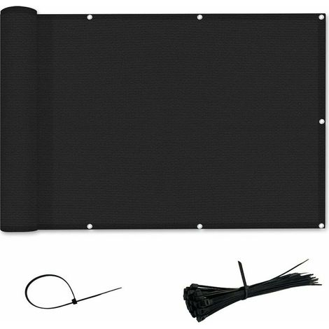 Sichtschutz und Sonnenschutz für Balkon, HDPE – UV-beständig, reißfest/nahtkratzfest (0,9 x 3 m, schwarz)