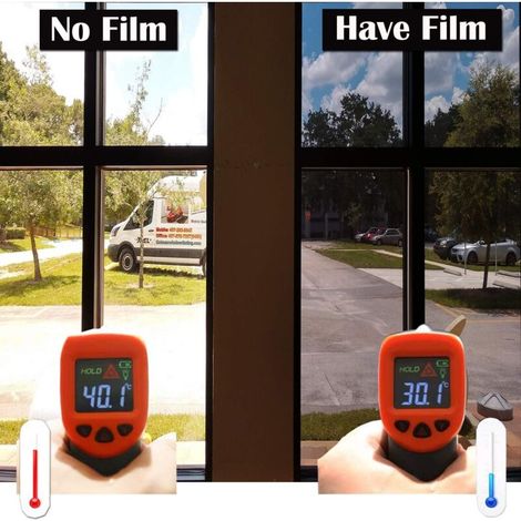 Film Anti UV fenetre Film Miroir Fenêtre sans Tain Anti Chaleur Protection de la Vie Privée Anti Regard pour Fenêtre Bureau Maison Magasin 40×300CM (1/5)