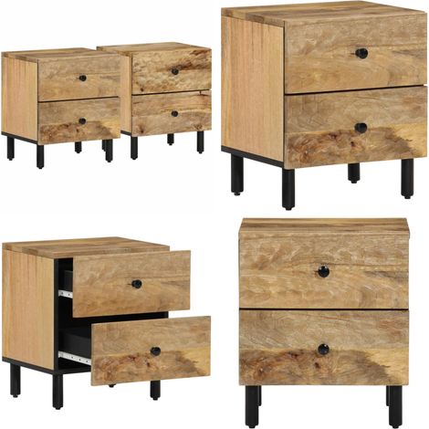Nachttische 2 Stk. 40x33x46 cm Massivholz Mango - Nachttisch - Massivholzmöbel - Mangoholz - Wohnzimmerdeko - Schlafzimmereinrichtung - Home & Living (1/5)