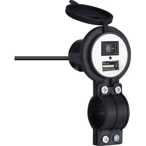 Set mit 2 universellen USB-Direktladegeräten für Motorräder mit Schalter, 1,5A Schnellladung, wasserdicht, für Mobiltelefon und Auto. (1/5)
