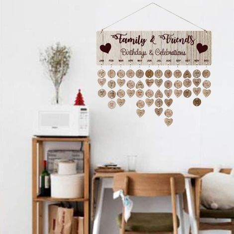 Famille et amis rappel anniversaire calendrier bricolage Tenture murale calendrier en bois plaque pour cadeau d\'anniversaire-Ywey (1/4)