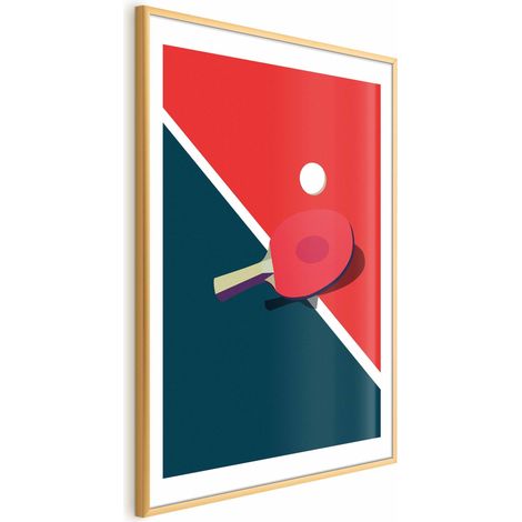 Poster – Tischtennis – Ball und Schläger auf dem Tisch (1/4)