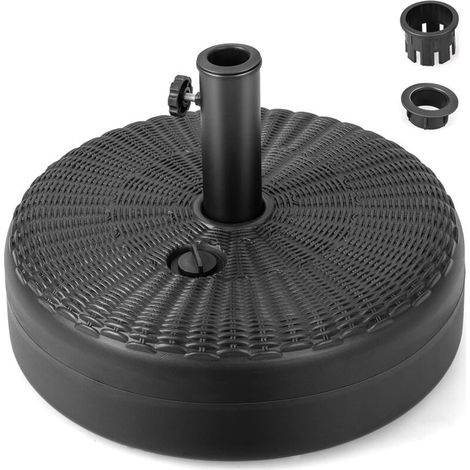 Costway – Pied de parasol lourd HDPE 45 x 30 cm – Rempli de 30 kg sable ou 15,5L eau – Adaptateurs 38/48 mm – Pour parasols jusqu'à 300 cm (1/5)