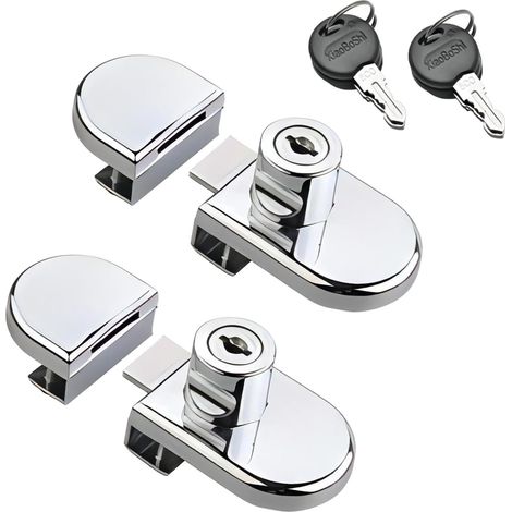 Set mit 2 Glasschrankschlössern, kein Bohren erforderlich, für Glasstärken von 5–8 mm, für Vitrinen, Einkaufszentren, Weinschränke und Schmucktüren (1/5)