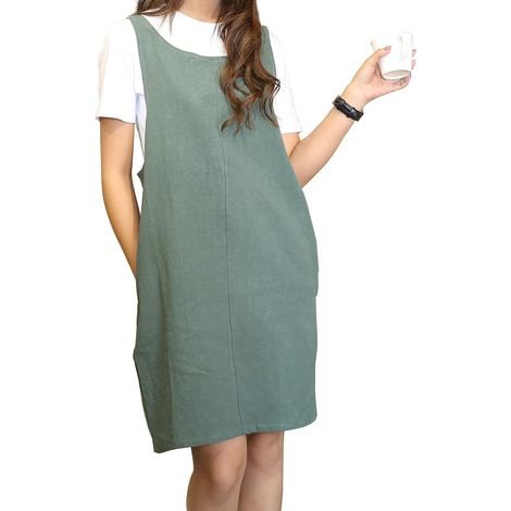 Tablier Sans Cravate Style Japonais, Tablier a Dos Croise Coton Doux et Lin, Avec a Deux Poches Laterales, Adapte Au Cadeau Pour Le Bricolage, l'Artisanat, Cuisine, Patisserie (1/5)