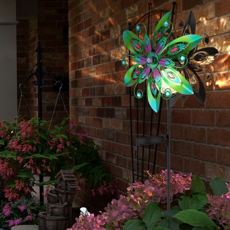 Solarleuchte Außenleuchte LED Windrad bunt Gartenlampe Deko H 124 cm
