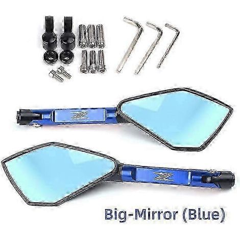 Rétroviseur universel pour moto usiné CNC, miroir bleu anti-éblouissement compatible avec les motos Z900, Z1000, Z800, Z750, Z650, Z300, Z250 et Z125. (1/5)