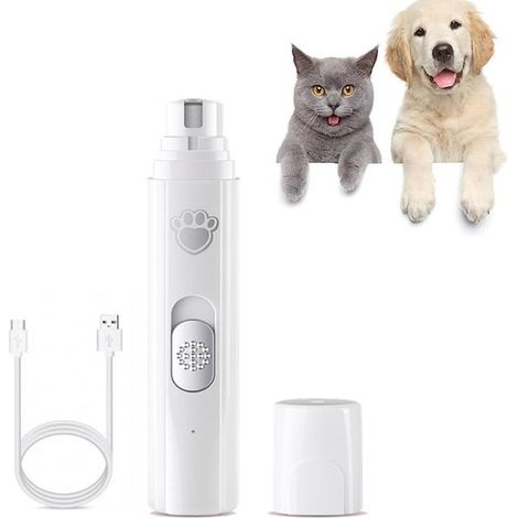 Lime à ongles électrique pour chiens et chats, ponceuse à ongles, coupe-ongles professionnel avec tête diamantée, 3 modes, LED, rechargeable par USB, silencieuse et douce. (1/5)