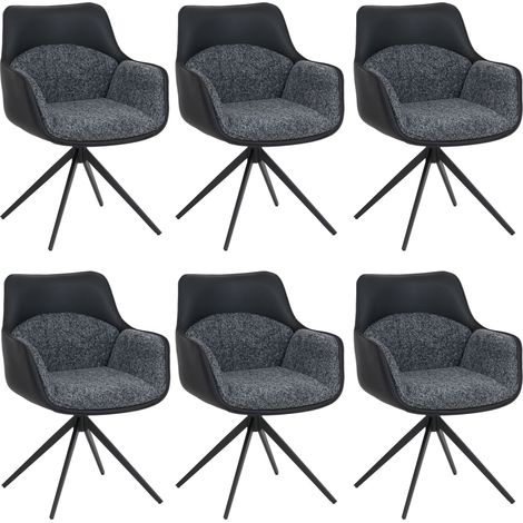 6er-Set Esszimmerstuhl HHG-889, Küchenstuhl Drehstuhl Stuhl, drehbar Kunstleder Stoff Chenille (410 g/m²) dunkelgrau (1/5)