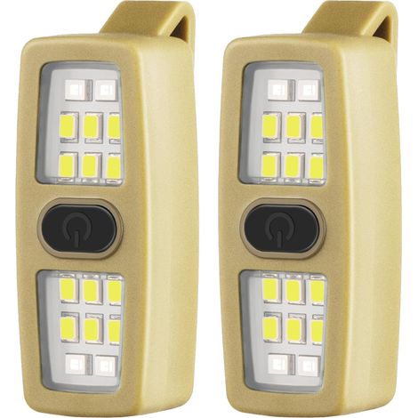 Confezione da 2 luci di posizione a clip color kaki, ricaricabili, a LED, torcia di sicurezza per la notte (1/5)
