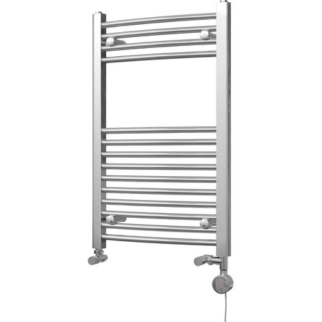Zennor - Chrome Dual Fuel Towel Rail H800mm x W500mm Thermostatic - Curved (1/3)