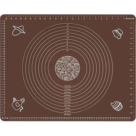 Tapis de cuisson - Tapis à pâte - Tapis de four - Silicone - Sans BPA - Réutilisable - Tapis à pâtisserie - Set de table - 50 x 40 cm - Marron (1/5)
