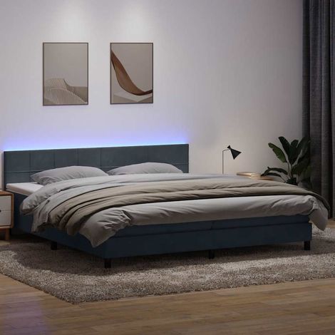 Boxspringbett mit Matratze & LED Dunkelgrau 180x210 cm Samt