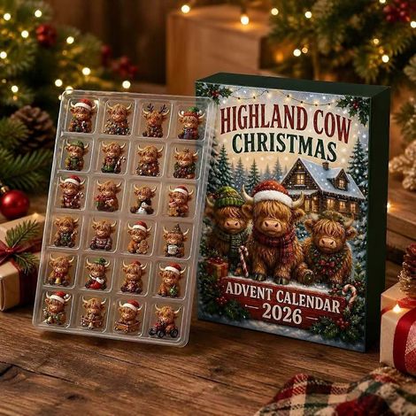 BCalendrier de l'Avent surprise, boîte surprise, ange, vache des Highlands, créature marine, décorations à suspendre, pendentifs de collection pour sapin de Noël et décoration intérieure (1/5)
