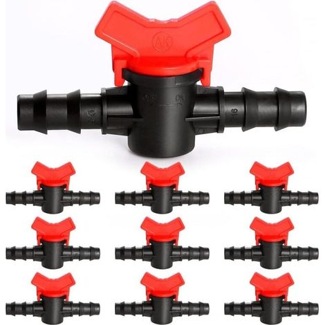 KLVGTIFS PU - 10 Pices 16mm Vanne Commutation d\'Irrigation, Irrigation Pipe Valve Switch, Robinet Jardin en Plastique PE, Robinet Barbel Double Mle, pour L\'irrigation des Pelouses de Jardin (1/5)