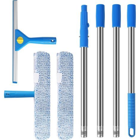 1.5 m Window Squeegee with Telescopic Handle, 35 cm Window Squeegee and 38 cm Microfibre Brush, Professional Window Squeegee, Suitable for Car Window Cleaner, Showers, Glass Doors (1/5)