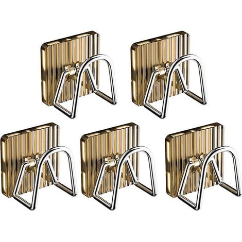 Égouttoir à vaisselle avec crochets, sans perçage, design en U, supporte une charge importante, porte-éponge, égouttoir à vaisselle, accessoire de cuisine - Lot de 5 - Doré (1/5)