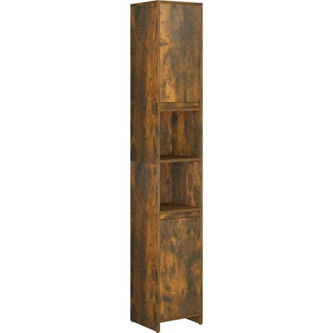 Armadietto Bagno Mobile da Bagno Rovere Fumo 30x30x183,5cm Legno Ingegnerizzato (1/5)