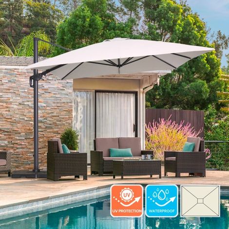 Parasol de jardín descentrado de 3x4 m giratorio ajustable Jungle Dark (1/5)
